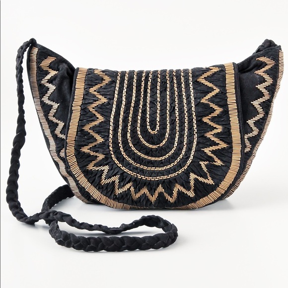 Antik Batik Handbags - ANTIK BATIK Suede Beaded Douma Besace Crossbody